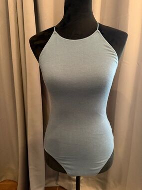 American Eagle Outfitters Light Blue Halter Neck Bodysuit